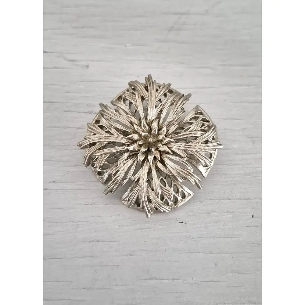 Vintage Lisner Silver-tone Maltese Cross Brooch Pin